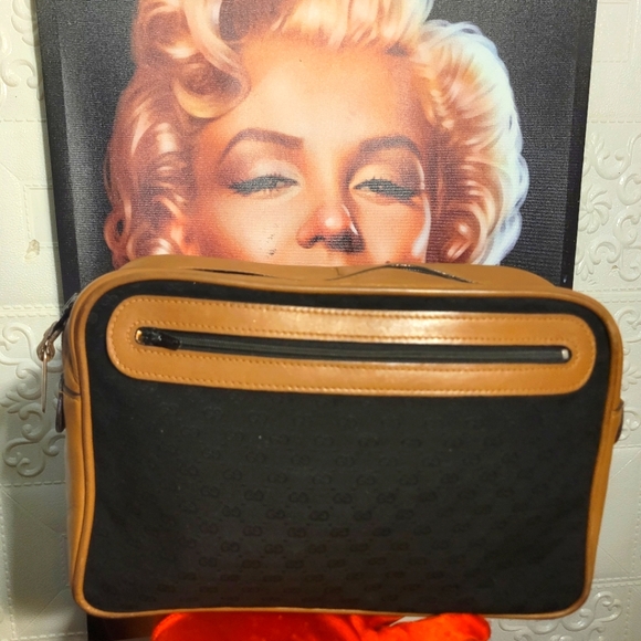 Gucci MICRO GG Canvas/Leather Black/Brown Large Rare New Clutch AUTHENTIC VINTAG - Picture 2 of 16